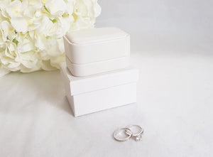 White Leatherette Double Ring Box 5