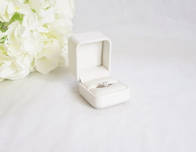 White Leatherette Single Ring Box title