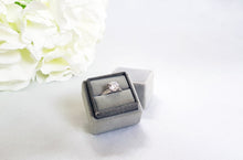 Load image into Gallery viewer, Grey Small Square Velvet Single Ring Box title
