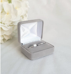 Light Grey Velvet Double Ring Box 2
