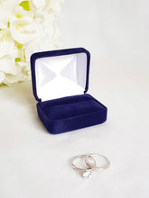 Load image into Gallery viewer, Navy Blue Velvet Double Ring Box 6
