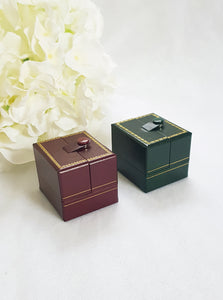 Green Double Door Leatherette Traditional Style Double Ring Box 5