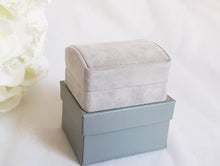 Load image into Gallery viewer, Grey Luxury Suede Pendant Box - White interior stack
