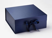 Load image into Gallery viewer, Navy Blue Extra Large Luxury Magnetic Gift Box with Ribbon front

