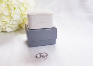 Light Grey Luxury Suede Double Ring Box 4
