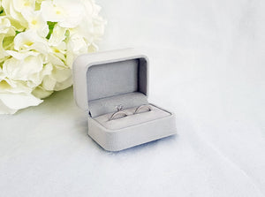 Light Grey Luxury Suede Double Ring Box 1