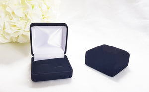 Black Velvet Traditional Cuff Link Box open and closed