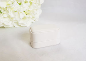 White Leatherette Double Ring Box 4