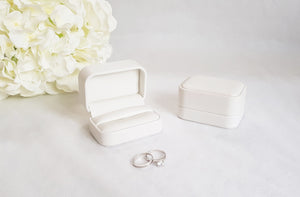 White Leatherette Double Ring Box 3