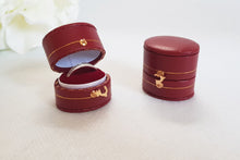 Load image into Gallery viewer, Burgundy Vintage Style Traditional Heirloom Single Ring Box open and closed
