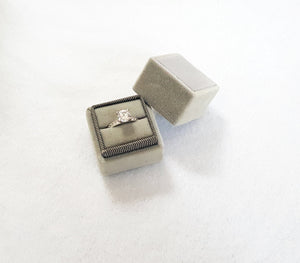 Grey Small Square Velvet Single Ring Box top