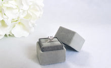Load image into Gallery viewer, Grey Small Square Velvet Single Ring Box side
