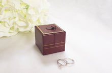 Load image into Gallery viewer, Red Double Door Leatherette Traditional Style Double Ring Box 1
