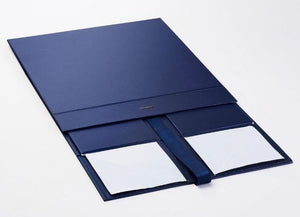 Navy Blue Extra Large Luxury Magnetic Gift Box with Ribbon flat