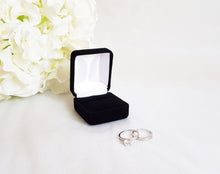 Load image into Gallery viewer, Black Velvet Single Ring Box - White Interior empty
