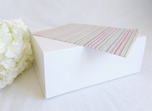 Load image into Gallery viewer, White Magnetic Gift Box with stripy tissue paper

