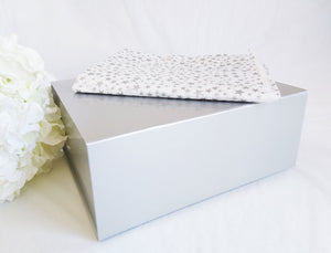 Silver Magnetic Gift Box with silver star tissue paper