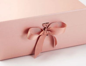 Rose Gold Extra Large Luxury Magnetic Gift Box with ribbon zoom
