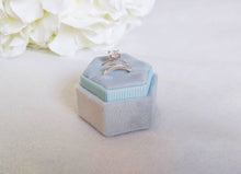 Load image into Gallery viewer, Pale Blue Velvet Hexagonal Double Ring Box 3
