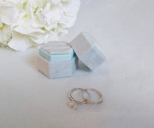 Load image into Gallery viewer, Pale Blue Velvet Hexagonal Double Ring Box 2
