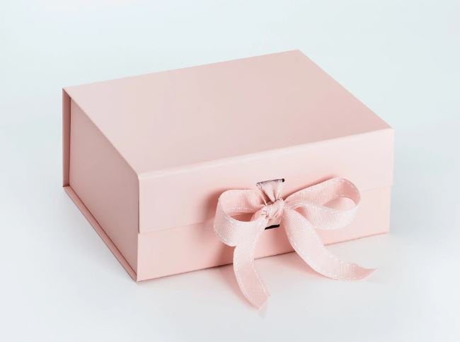 Pink A5 Luxury Magnetic Gift Box with Ribbon front
