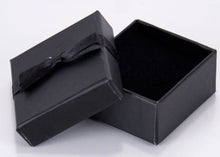 Load image into Gallery viewer, Black Card Ring Box with attached Satin Ribbon Bow and Foam Insert empty
