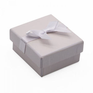 Ivory Card Ring Box with attached Satin Ribbon Bow and Foam Insert zoom