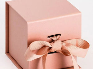 Rose Gold Luxury Cube Gift Box with Ribbon zoom