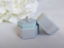 Load image into Gallery viewer, Pale Blue Velvet Hexagonal Double Ring Box 1
