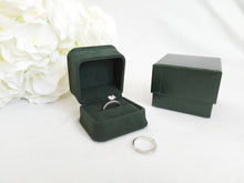 Load image into Gallery viewer, Green Luxury Suede Single Ring Box with box
