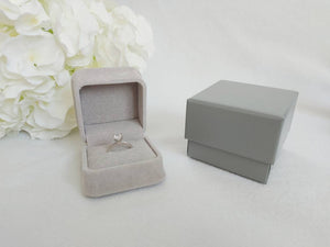 Grey Luxury Suede Single Ring Box with box