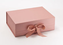 Load image into Gallery viewer, Rose Gold A5 Luxury Magnetic Gift Box with Ribbon front
