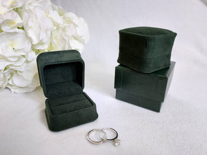 Green Luxury Suede Single Ring Box stack