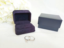 Load image into Gallery viewer, Navy Blue Luxury Suede Double Ring Box 2
