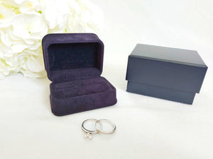 Navy Blue Luxury Suede Double Ring Box 3