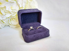 Load image into Gallery viewer, Navy Blue Luxury Suede Double Ring Box 1

