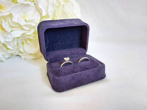 Navy Blue Luxury Suede Double Ring Box 1